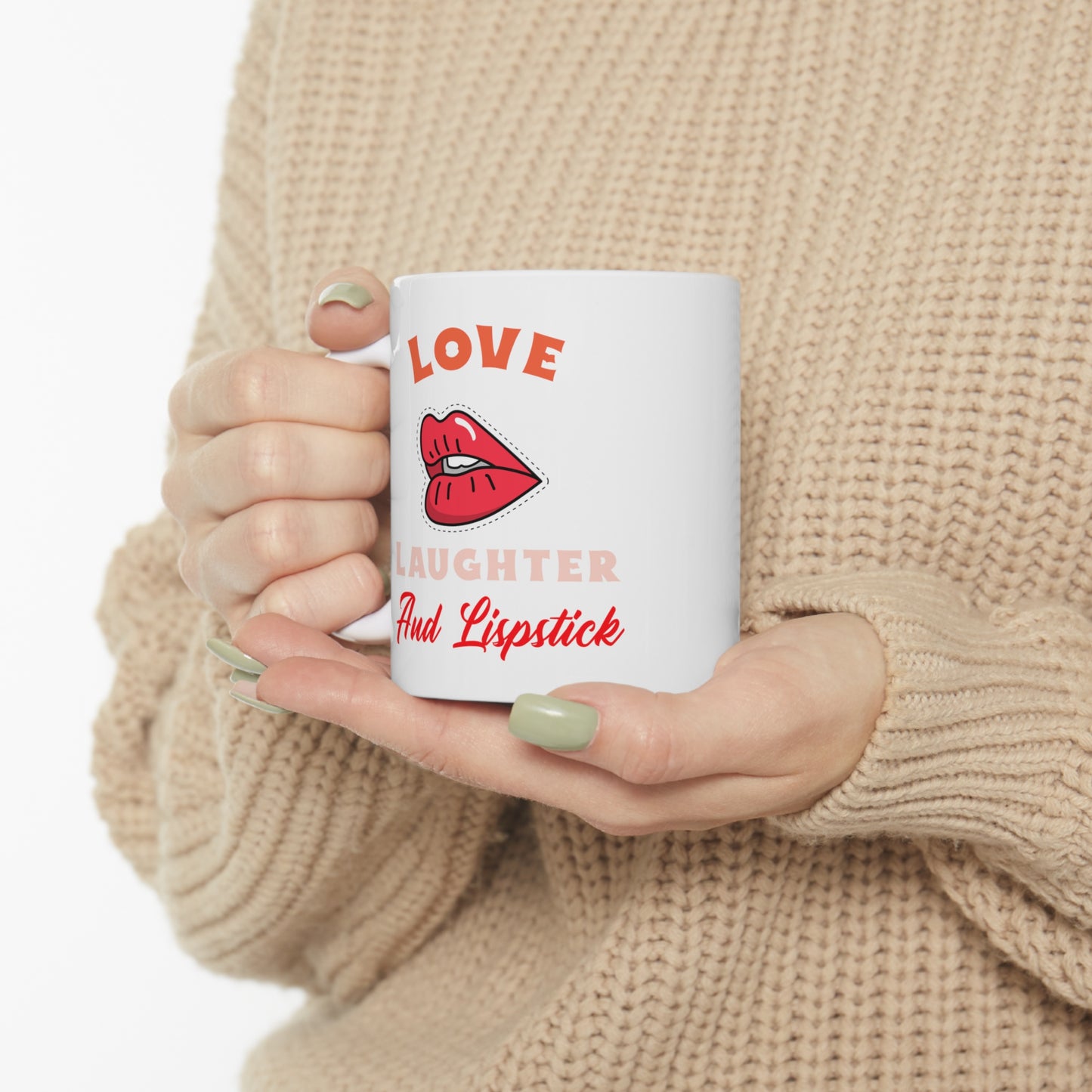 "Love, Laughter and Lipstick" - Ceramic Mug 11oz